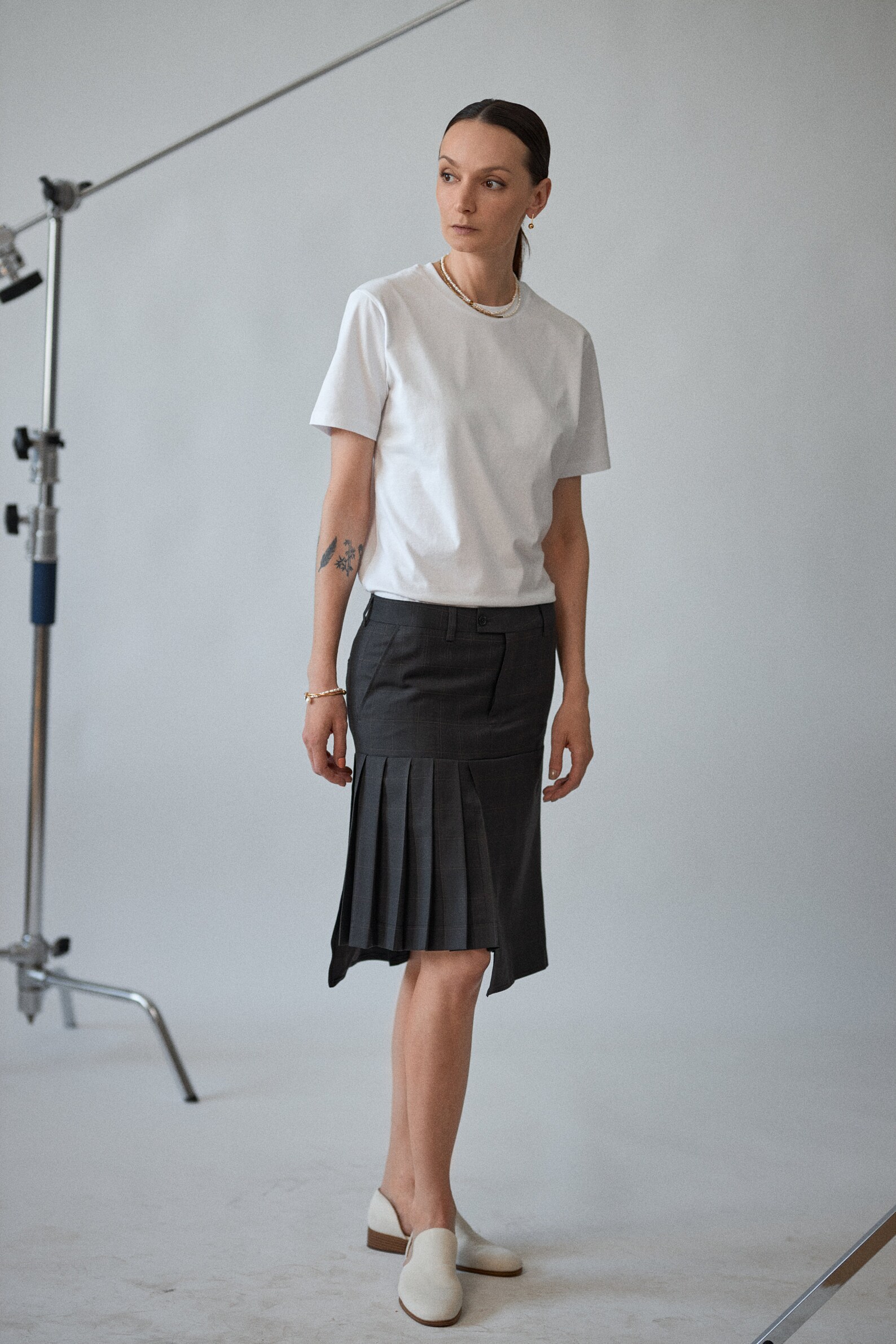 PLEATED MOTO UPCYCLED SKIRT main image 1