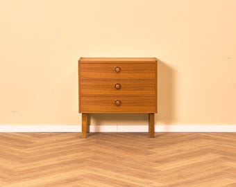 Zweedse kleine ladekast van teak en beukenhout