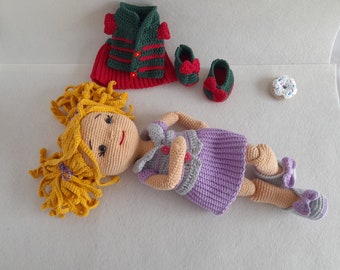 Large Crochet Doll: Poseable Amigurumi with Removable Clothes