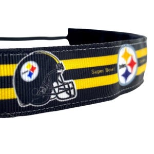 Steelers headband. Nonslip sports headband. 7/8" width. Handmade in the USA.