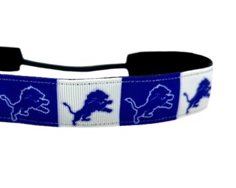 Lions headband. Nonslip sports headband. 7/8" width. Handmade in the USA.