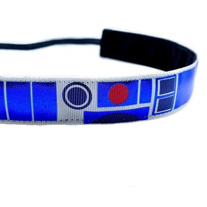 R2D2 headband. Nonslip sports headband. 7/8&quot; width. Handmade in the USA.