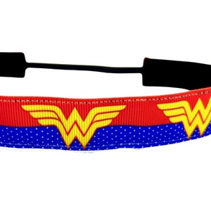 Wonder woman headband. Nonslip sports headband. 7/8" width. Handmade in the USA. Logo
