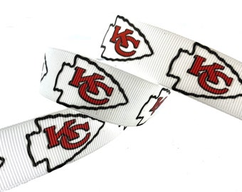 Chiefs Ribbon. 5 yards single sided grosgrain ribbon. 7/8" width. Made in USA.