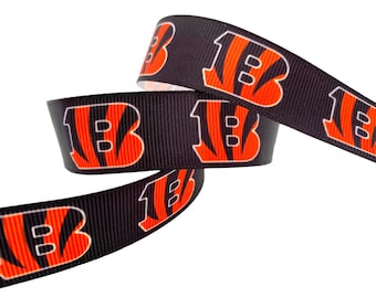 Bengals-band. 5 yards enkelsidigt grosgrainband. 18 cm bredd. Tillverkad i USA.