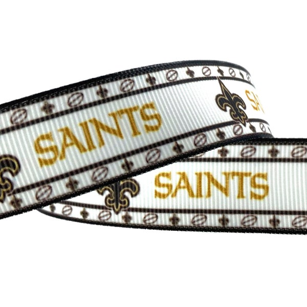 Saints Ribbon. New Orleans. 5 yards 7/8" single sided grosgrain ribbon.