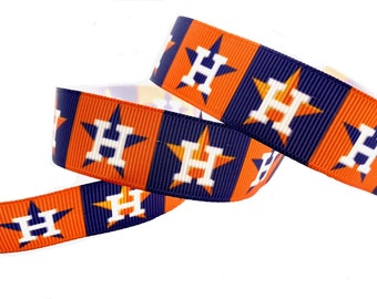 Astros Ribbon. 5 yards single sided grosgrain ribbon. 7/8" width. Made in USA.