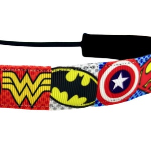 Avengers headband. Nonslip sports headband. 7/8" width. Handmade in the USA.