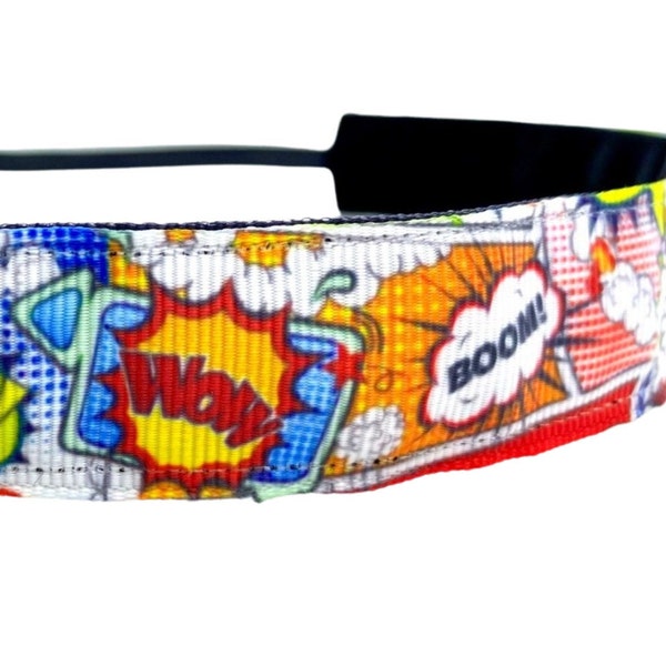 Superhero headband. Nonslip sports headband. 7/8" width. Handmade in the USA.