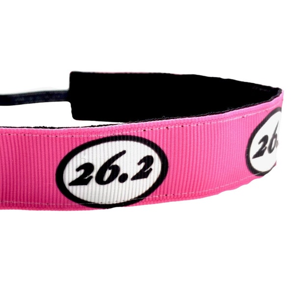 Marathon headband. 26.2. Nonslip sports headband. 7/8" width. Handmade in the USA.