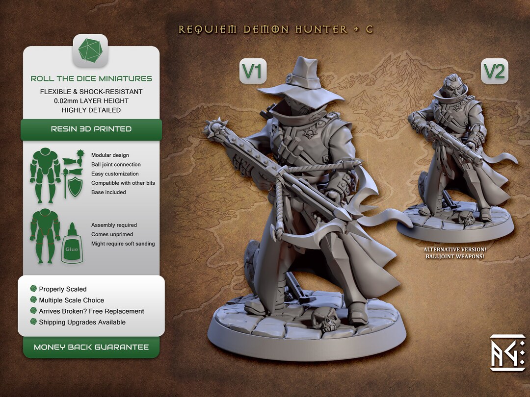 Dnd Marksman Rifles Vampire Demon Hunter Marksman Ranger 28mm 32mm Dnd Miniature - Etsy