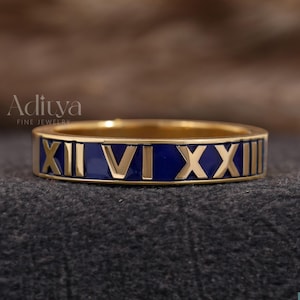 Vintage Roman Numeral Enamel Style Band Personalized Coordinates Wedding Ring Text And Date Ring Custom Engraved Stacking Band Wedding Gifts