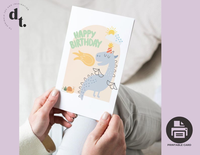 Dragon Birthday Card Printable Mystical Dragon Birthday Card Dragon ...