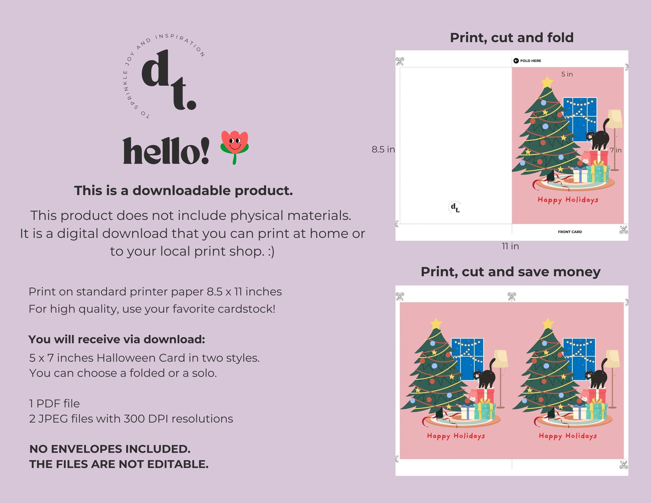 Funny Christmas Printable Card Cat Christmas Card Cat Christmas Card ...