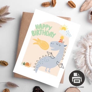 Dragon Birthday Card Printable Mystical Dragon Birthday Card Dragon ...