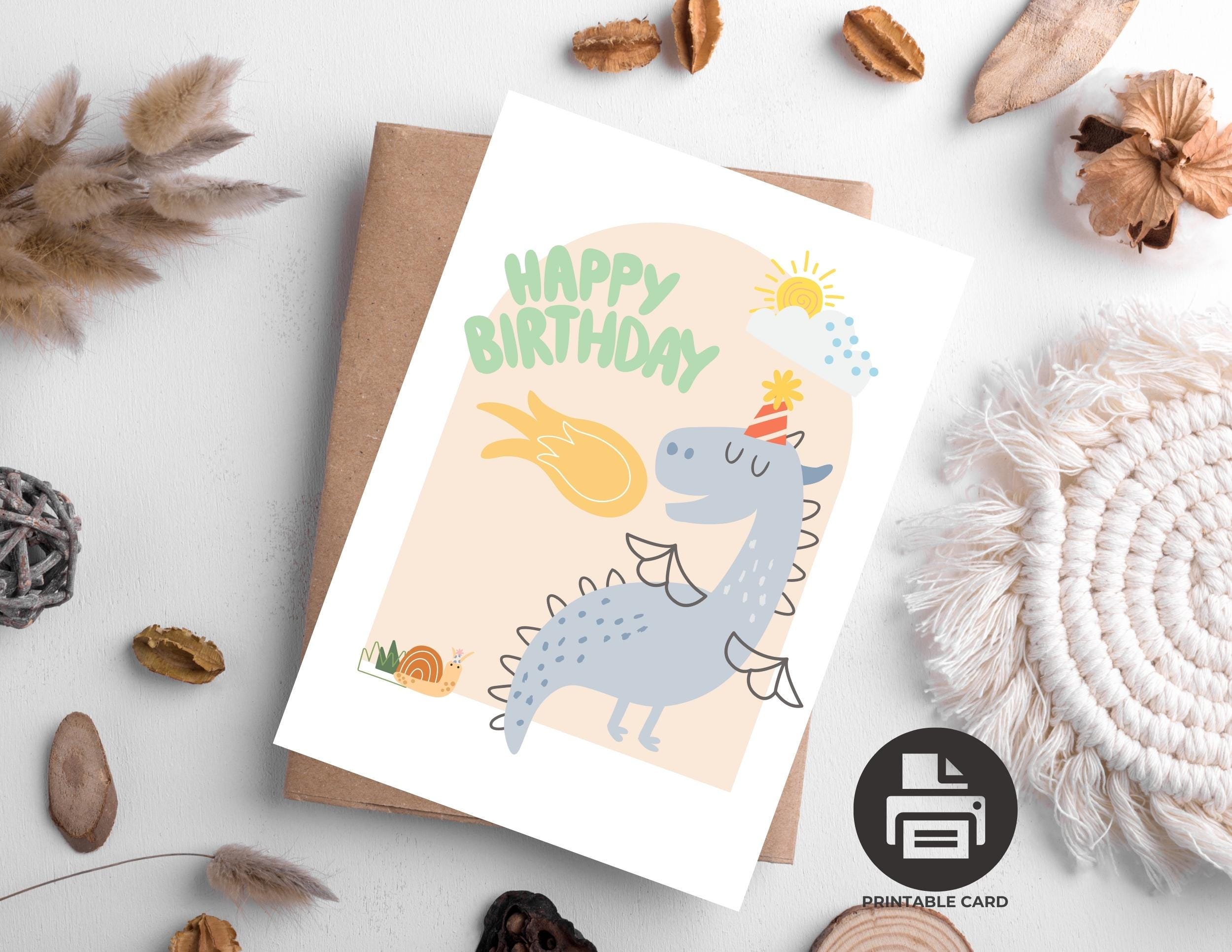 Dragon Birthday Card Printable Mystical Dragon Birthday Card Dragon ...