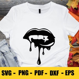Vampire SVG, Halloween Svg, Halloween Vampire Lips Svg, Drip Svg, Svg, Spooky Svg, Trick Or Treat Svg, Ghost Svg, Png, Dxf Files for Cricut