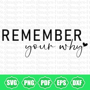 Remember Your Why SVG: Motivational Quote, Cricut Silhouette Cut File (Digital Download)