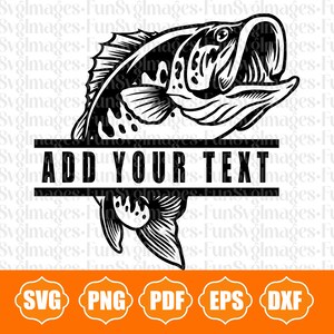 Bass Fishing Monogram SVG: Fish Hook Clipart Vector (Digital Files)