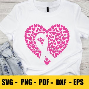 Breast Cancer Awareness Heart SVG, Ribbon, Cricut Files (Digital Download)