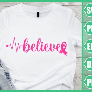 Believe Breast Cancer Ribbon SVG: Awareness Design (Digital Download)