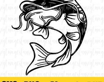 Catfish Fishing Svg, Fishing Svg, catfish Fish Svg, catfish Clipart, catfish Vector, catfish Cricut, Fish Hook Svg, Fishing PNG