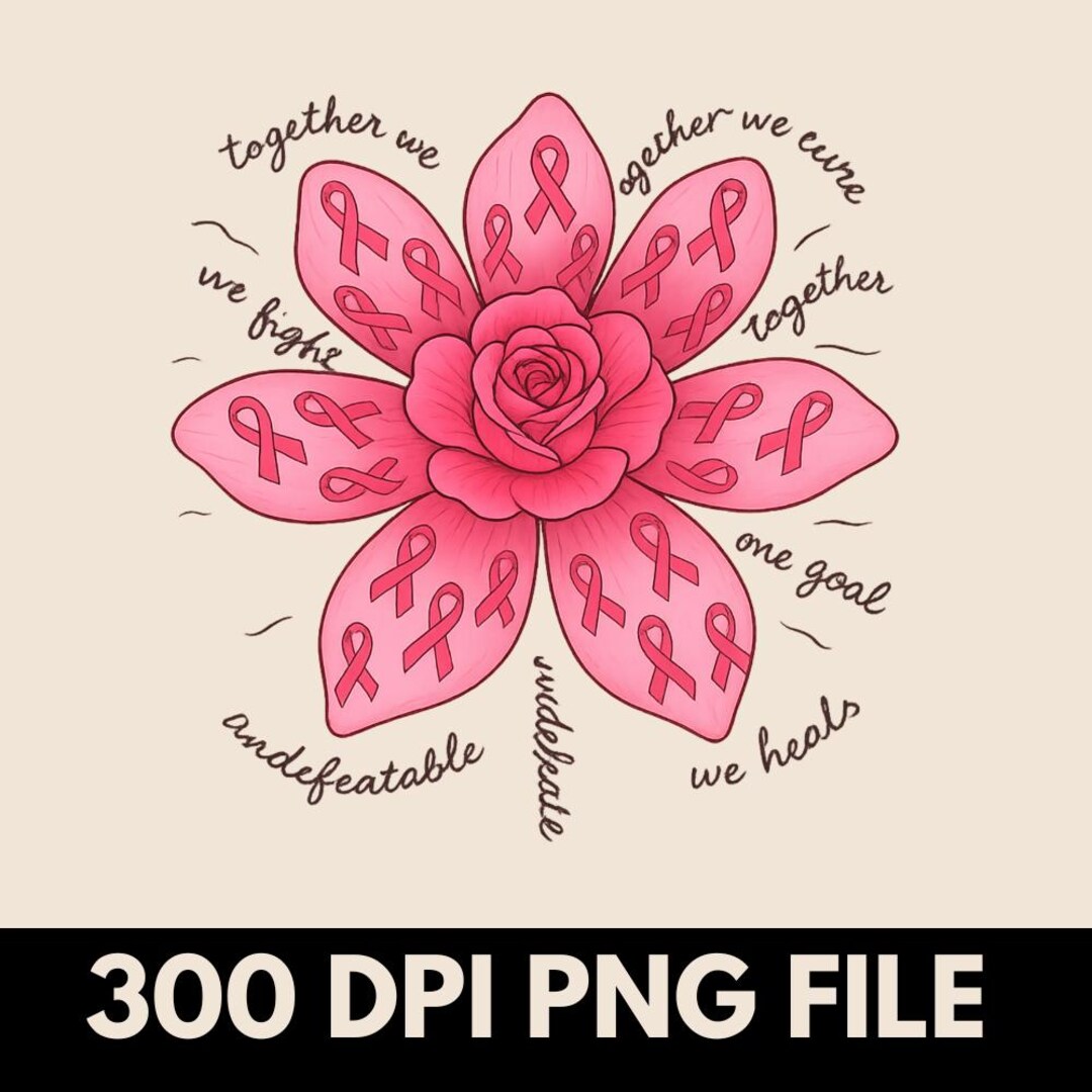Pink Ribbon Rose PNG: Breast Cancer Awareness Floral Design (digital ...