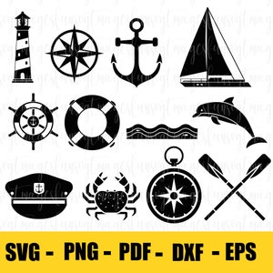 Nautical SVG,Nautical Silhouette svg files,Sailboat SVG,Nautical Sea SVG,nautical vector,Nautical svg cut file,Lighthouse svg,anchor svg
