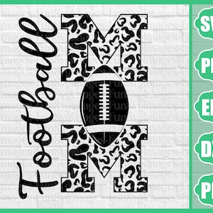 Voetbal Mom Svg, Football Mama Shirt Design, Football Svg Files for Cricut - Cut File, Football Vector Clipart, Leopard Shirt Print