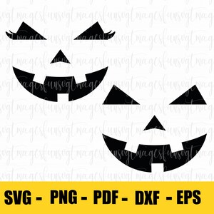 Holiday Clip-Art: Halloween Smiling Carved Pumpkin Faces or Jack-o-Lanterns - Male and Female with Eyelashes - Digital Download SVG & PNG