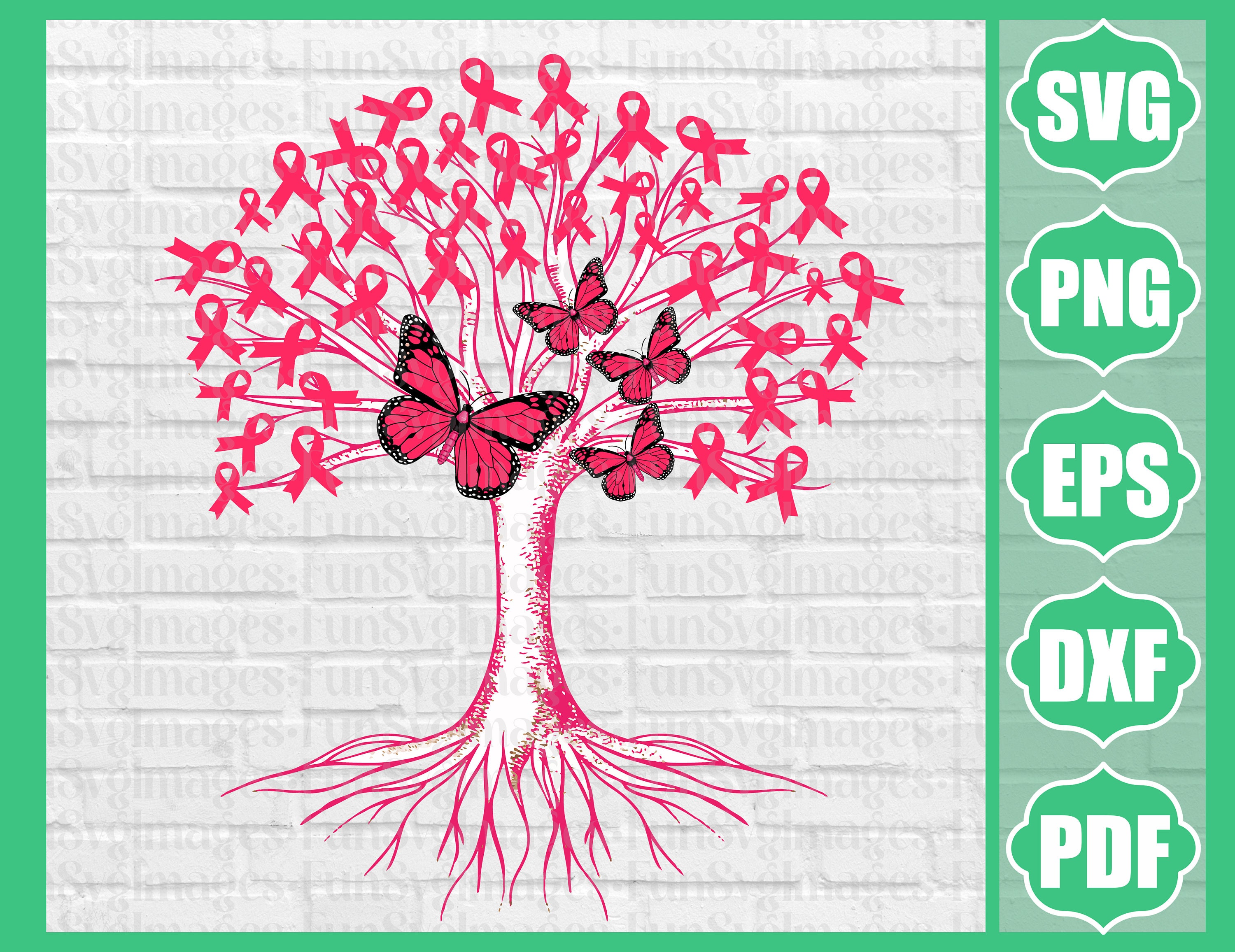 Pink Ribbon Tree SVG Cancer Tree Svg Breast Cancer Fighter Etsy