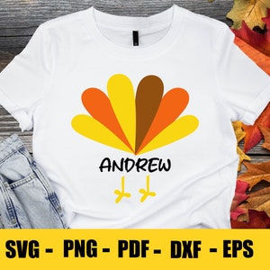 Boy Turkey Svg, Thanksgiving Svg Dxf Eps Png, Fall Cut Files, Boys Monogram Svg, Kids Shirt Design, Autumn Baby Clipart, Silhouette, Cricut