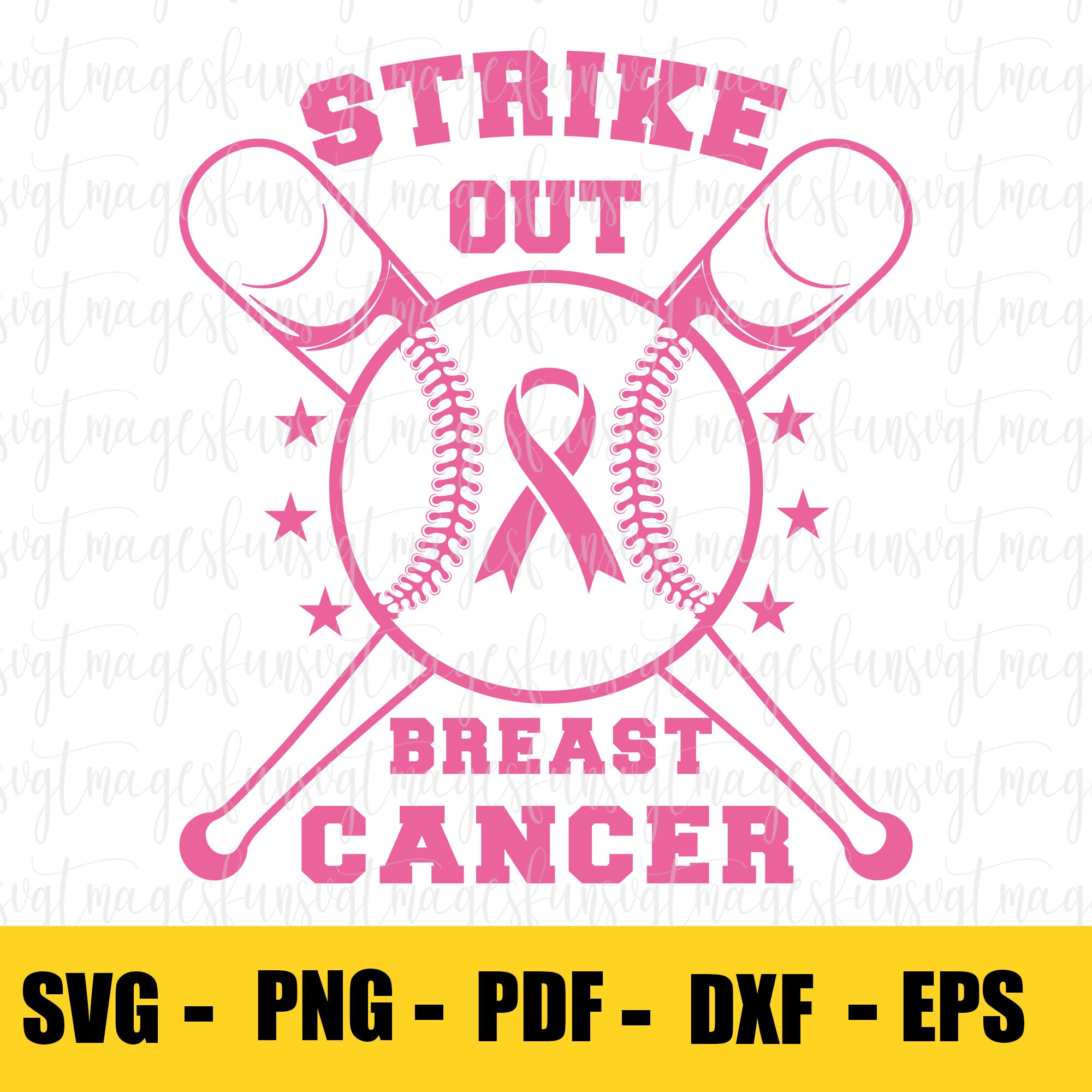 Strike Out Cancer SVG Digital File, Breast Cancer Svg, Baseball Svg