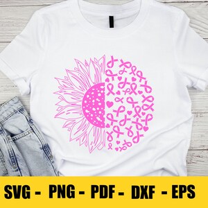 Sunflower Breast Cancer Awareness SVG: Ribbon Design (Digital Files)