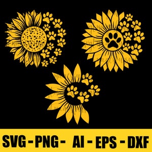 Sunflower Paw Print SVG: Floral Pet Lover Cut File (Digital Download)