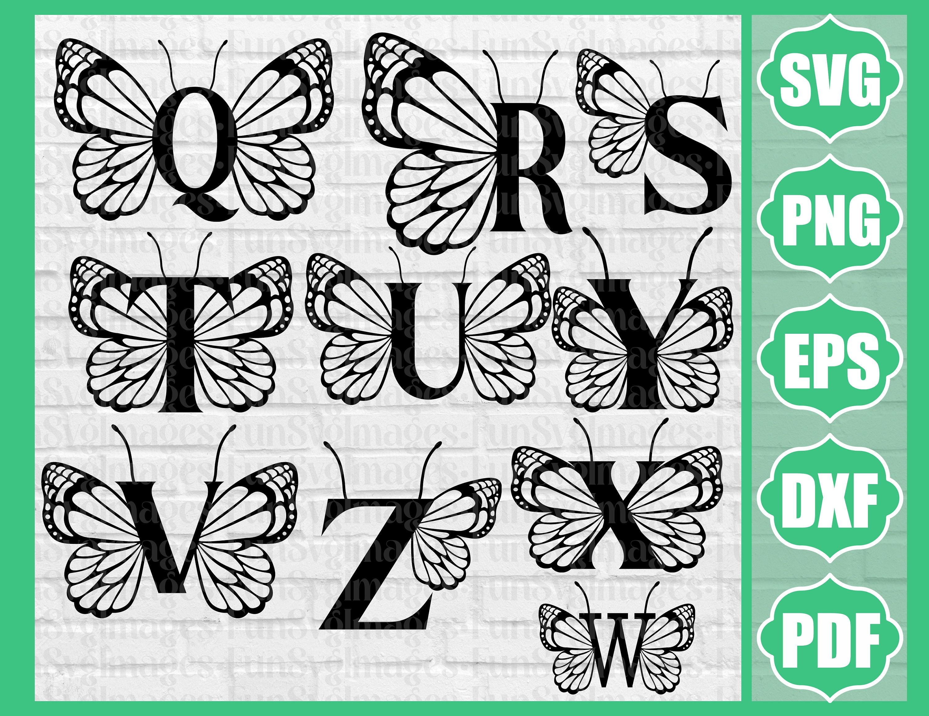 Butterfly Monogram Alphabet SVG PNG Monogram Frame Alphabet - Etsy