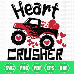 Heart Crusher Monstertruck SVG: Valentinstag Design (Digitaler Download)