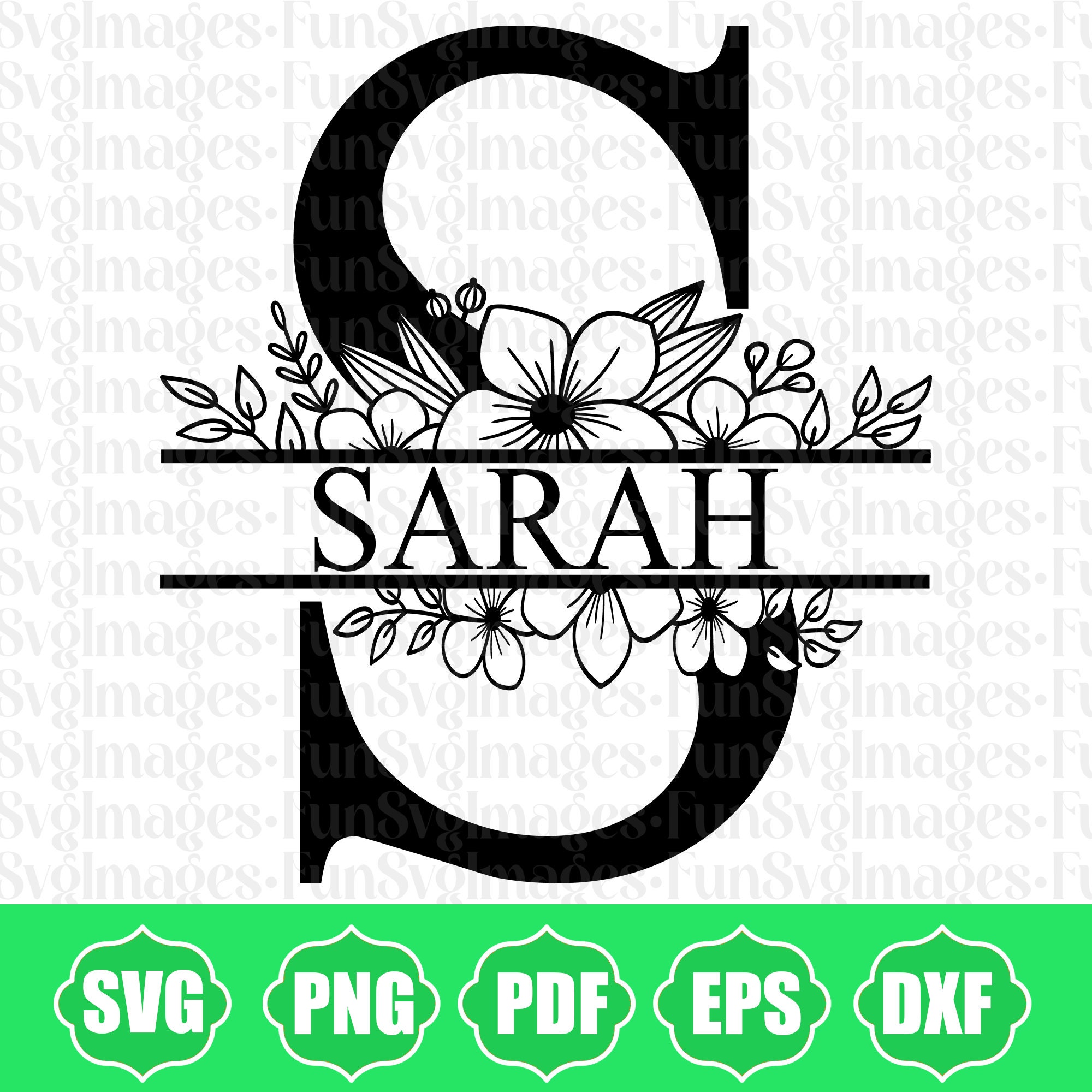 Floral Split Monogram svg, jpg, png, dxf, Flower Monogram Clipart, Floral Letter Graphic, Alphabet Bundle