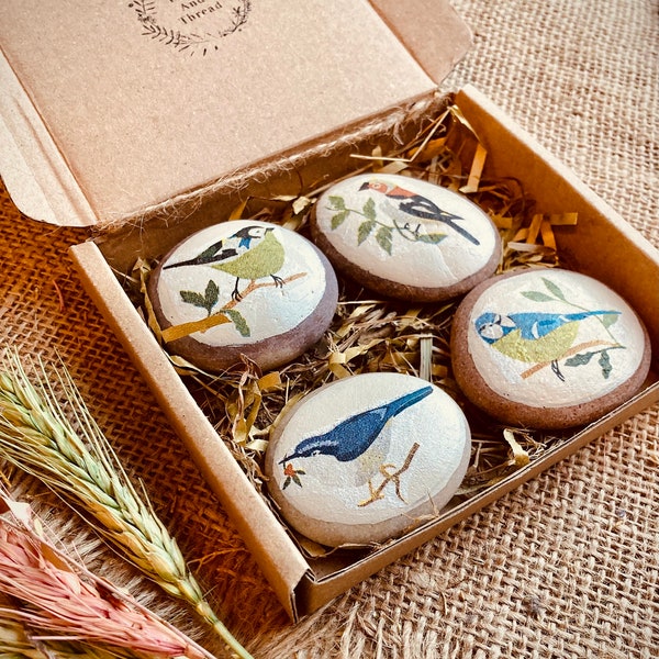 Bird pebbles, pebble gift box, decorative stones, Thankyou gift, bird gift