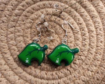 Handmade Polymer Clay ACNH Leaf Earrings