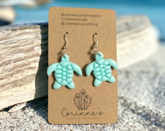Handmade Sea Turtle Beach Theme Holiday Earrings