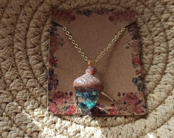 Acorn Necklace, Resin jewellery, Flower Necklace, Resin Pendant, Gift for Nature Lover, Natural jewellery