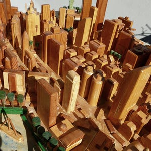 Vintage ca. 1980's New York City - Manhattan - wooden model - hand crafted - unique - rare