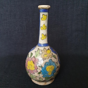 Antique 19th Century Persia, Qajar, ceramic vase, crackled earthenware vase/Qajar pottery/Iznik