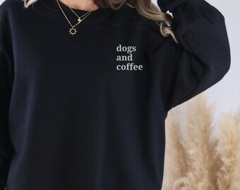 Sweat-shirt brodé chiens et café, accro à la caféine, pull Dog Lovers, caféine vibrante, sweats maman en fourrure, Caffeine Queen, Gildan 18000