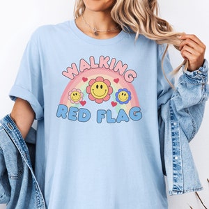 Offensive Humor Retro Graphic Tee, Inappropriate Shirt, Dank Meme Shirt, Weird Funny Meme TShirt, Unfiltered Shocking Tee, Walking Red Flag