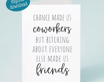 Funny Coworker Farewell Card: Sarcastic Work Bestie Printable (Digital Download)