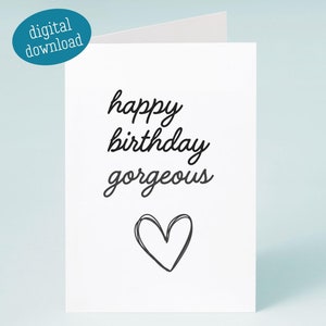 Cartão de aniversário para impressão para esposa, namorada, amiga dela, feliz aniversário, lindo, cartão de aniversário digital para impressão em casa, de última hora