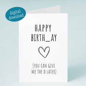 Carte d'anniversaire imprimable pour mari, petit ami, téléchargement de carte d'anniversaire drôle, carte d'anniversaire téléchargeable, impression de carte d'anniversaire drôle à la maison numérique