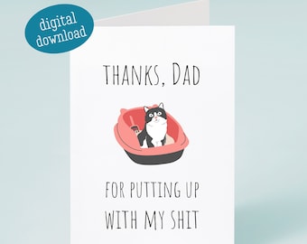 Funny Cat Dad Card: Father's Day Printable (Digital Download)